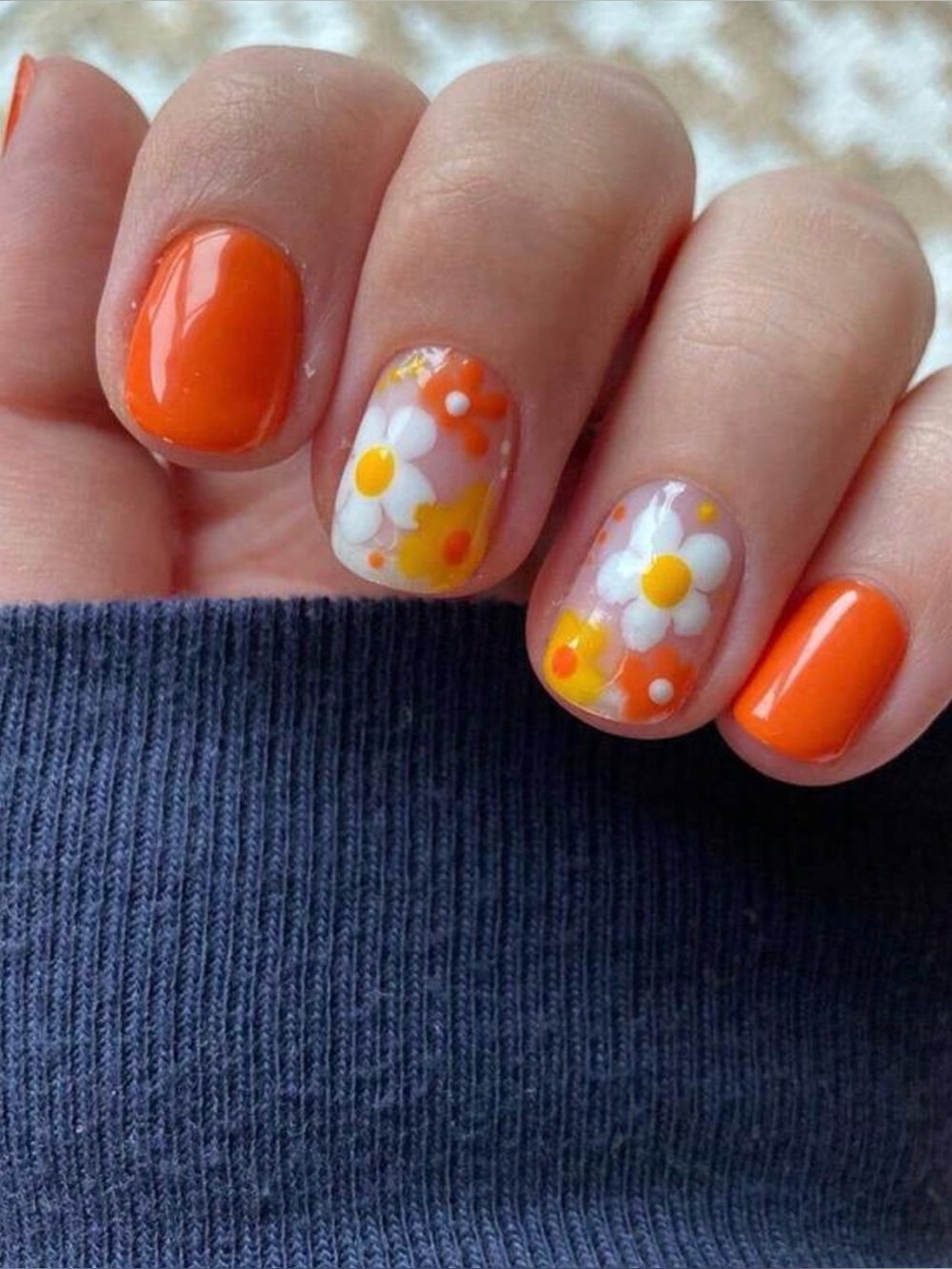 Orange Daisy Nail Art Set